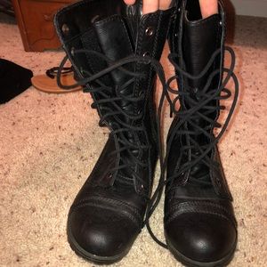 Black combat boots